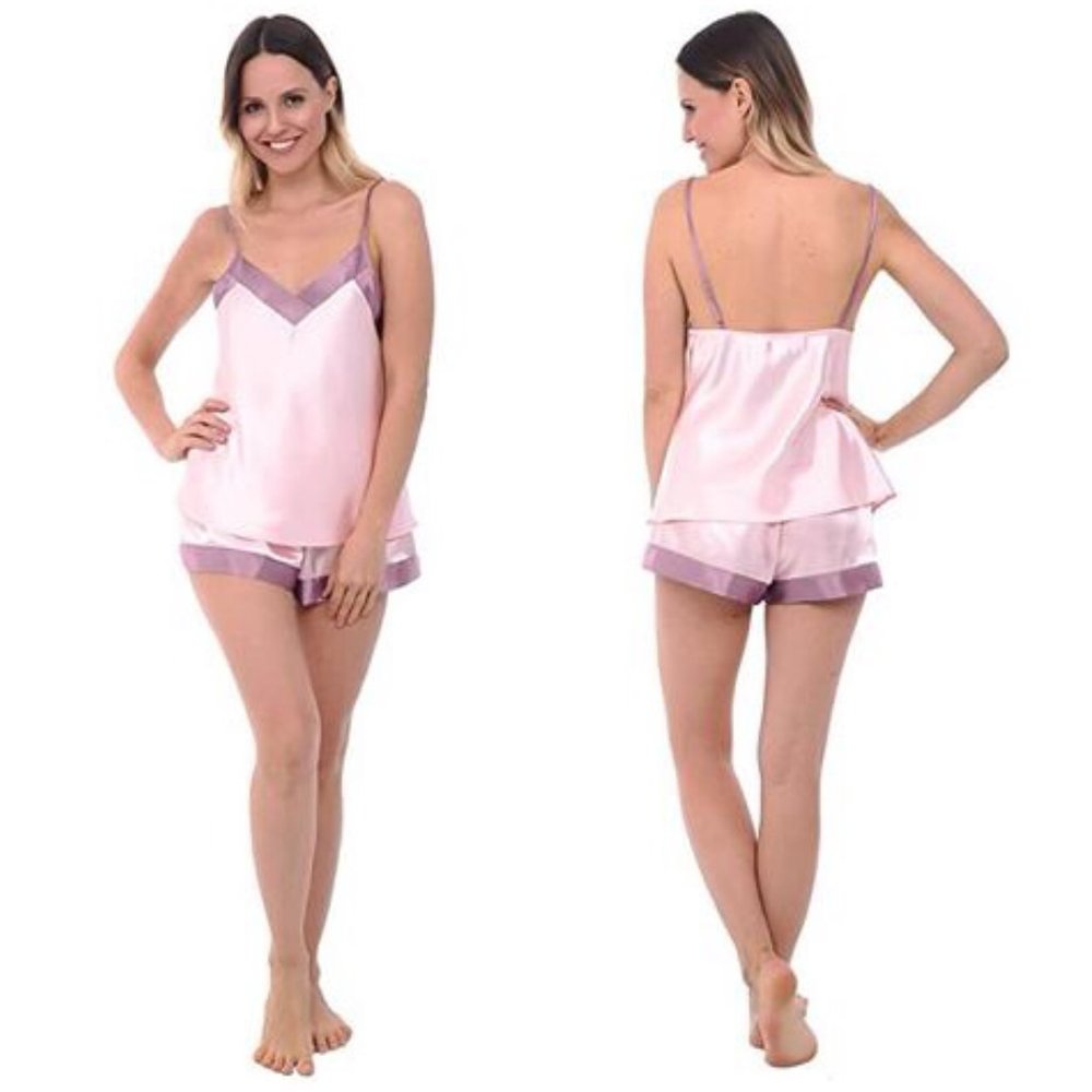 ALEXANDER DEL ROSSA Satin Cami & Shorts Pajama Set - Size M - NWOT